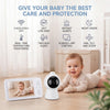 2K 2.4GHz WiFi Baby Monitor, Phone App & 5'' Screen Control, Smart Night Light