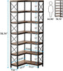 7-Tier Tall Corner Shelf, Industrial Corner Bookshelf Bookcase Display Rack