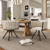 2PC Swivel Velvet Dining Chairs Rotatable Metal Legs Kitchen Chairs Modern Beige