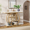 105cm Industrial Console Table, 4-Tier Narrow Entryway Sofa Table w/ Circle Base