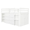 Kids Wooden Cabin Bed Mid Sleeper with Pull-out Desk, Cabinet, Drawers & Shelves