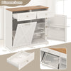 Tilt Out Trash Can Cabinet with Outlets and 2 Drawers
