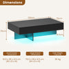 COSTWAY Modern LED Coffee Table High-Gloss Accent Table with 3 Storage Drawers