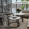 Round Nesting Coffee Table Set of 2 Faux Marble Jade White Top for Living Room