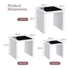 Nest of 3 Tables Grey Tempered Glass Top White High Gloss Side End Coffee Home