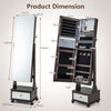 Standing Jewelry Armoire Lockable Jewelry Cabinet Vanity Mirror-Brown