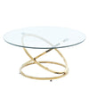90cm Round Tempered Glass Coffee Table with Gold Chrome Leg for Living Room