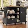 KITCHEN ISLAND ROLLING TROLLEY STORAGE CABINET WITH 2 DRAWERS AND CUPBOARD BLACK