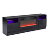 High Gloss Black TV Stand Cabinet Electric Fireplace Unit with 12 LED Backlight
