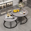 Modern Nesting Coffee Table Round Marble Side End Table Black Color Frame Solid