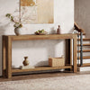 63 Inch Entryway Console Table, 2-Tier Farmhouse Narrow Sofa Table Behind Couch