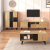 Stylish 3-Piece Set Coffee Table with Storage, TV Stand & LED Sideboard, Wood