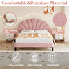 DOUBLE BED 135X190 CM VELVET UPHOLSTERED PLATFORM BED FRAME WITH HEADBOARD PINK