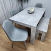 Wooden Grey Dining Table Set with Bench and 4 Grey Chairs Kitchen Room Furniture