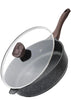 Nonstick Deep Frying Pan with Lid, 30 Cm/5.7 L Large Skillet,Granite Stone Saut,