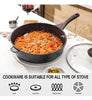 Nonstick Deep Frying Pan with Lid, 30 Cm/5.7 L Large Skillet,Granite Stone Saut,