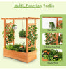 Raised Garden Bed Planter Box w/ Side & Top Trellis for Vine Climbing Plants