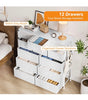 Modern Fabric Chest of Drawers Dresser Storage with Side Pockets & Hooks Bedroom
