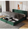 Merax Upholstered Bed Functional Bed from Storage Double Size Green Velvet