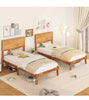 King Size Bed Frame Acacia Wood Platform Bed w/ Headboard Caramel