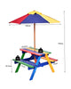 Kids Picnic Table Bench Set Children 4 Seat Activity Play Table with Umbrella