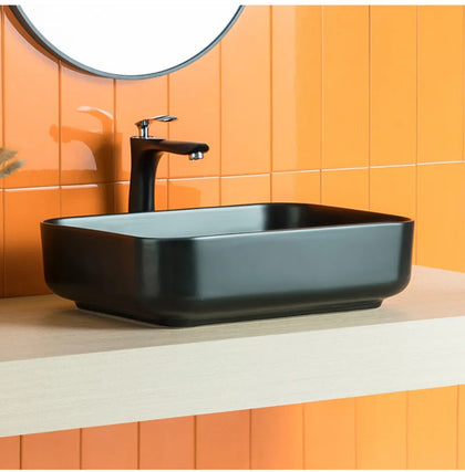Bathroom Counter Top Wash Basin Wall Mount Ceramic Cloakroom Sink Black UK