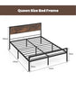 King Metal Bed Frame Industrial Platform Bed with Headboard & Footboard