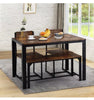 Industrial Space Saving Dining Table and 2 Chiars Bench Set Kitchen Dining Set