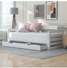 White Wooden Bed Frame Day Bed With Trundle And Large Storage Drawer Guest Bed