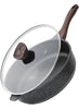 Nonstick Deep Frying Pan with Lid, 30 Cm/5.7 L Large Skillet,Granite Stone Saut,
