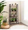 Plant Flower Stand 4-Tier Bookshelf w/Adjustable Foot Pads-Brown