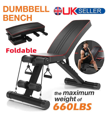 Weight Bench Adjustable Foldable Strength Training Full Body Workout Incline Gym