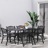 7 Piece Patio Dining Set with Garden Umbrella Table & 6 Chairs Outdoor Furniture