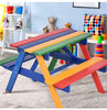 Kids Picnic Table Bench Set Children 4 Seat Activity Play Table with Umbrella