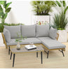 Outdoor Wicker Furniture Set Heavy-Duty Metal Frame w/Cushions-Grey