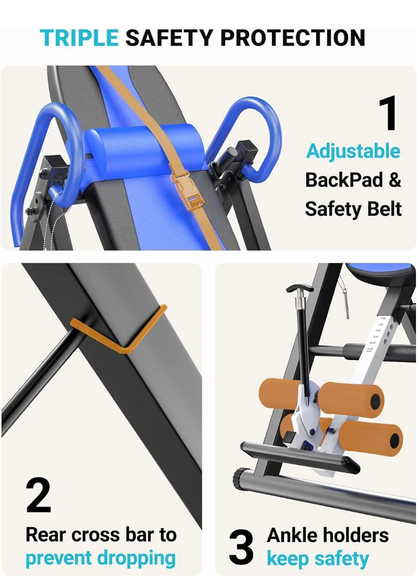 NEW Adjustable Gravity Inversion Table Back Neck Pain Exercise Therapy ...