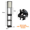 Floor Lamp with Storage Shelf Standing Light Linen Shade Bedroom Livingroom Wood