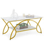 Modern Faux Marble Coffee Table 2-Tier Rectangular Accent Table Chic Cocktail