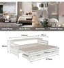 White Wooden Bed Frame Day Bed With Trundle And Large Storage Drawer Guest Bed