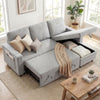 3 Seater Corner Sofa Bed w/ Storage Convertible Pull Out Sofa Bed