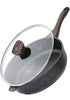 Nonstick Deep Frying Pan with Lid, 30 Cm/5.7 L Large Skillet,Granite Stone Saut,