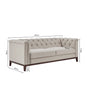 Dusk Chesterfield Stone Matte Velvet & Ash Wood Quilted 3 Seater Sofa RRP £899