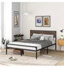 King Metal Bed Frame Industrial Platform Bed with Headboard & Footboard