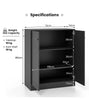 2-Door Storage Cabinet Modern Accent Cabinet with 3 Shelves-Black