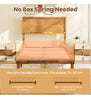 King Size Bed Frame Acacia Wood Platform Bed w/ Headboard Caramel