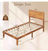 King Size Bed Frame Acacia Wood Platform Bed w/ Headboard Caramel