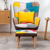Occasional Scalloped Button High Back Fabric Armchair Sofa Chair Footrest Stool