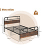 Double Size Bed Frame Platform Metal Slats Support Bed W/ Industrial Headboard