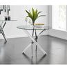 Modern Glass Round Table Chairs Kitchen Living Dining Room Furniture Metal Legs