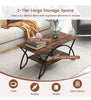 Modern Wood Grain Coffee Table 2-Tier Rectangular Accent Table Chic Cocktail